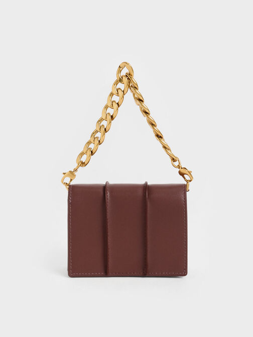 Arlys Chunky Chain Handle Mini Wallet, Chocolate, hi-res