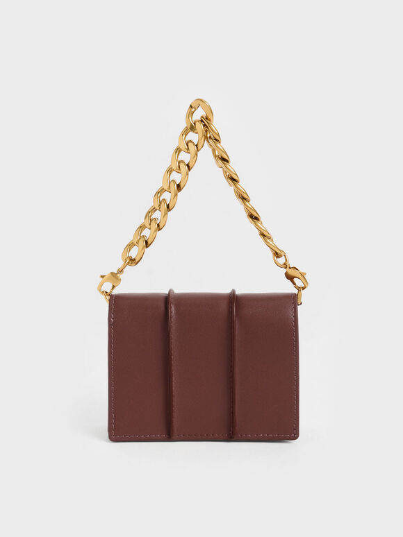 Arlys Chunky Chain Handle Mini Wallet, Chocolate, hi-res