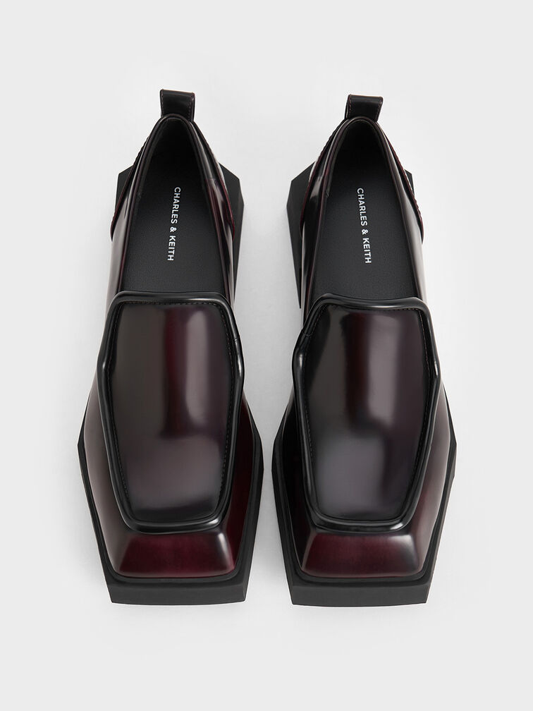 Mocasines geométricos Lorde con punta cuadrada, Burgundy, hi-res