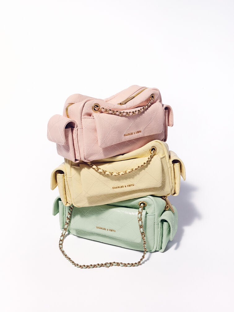 듀오 퀼티드 크로스바디 백, 버터 옐로우, hi-res