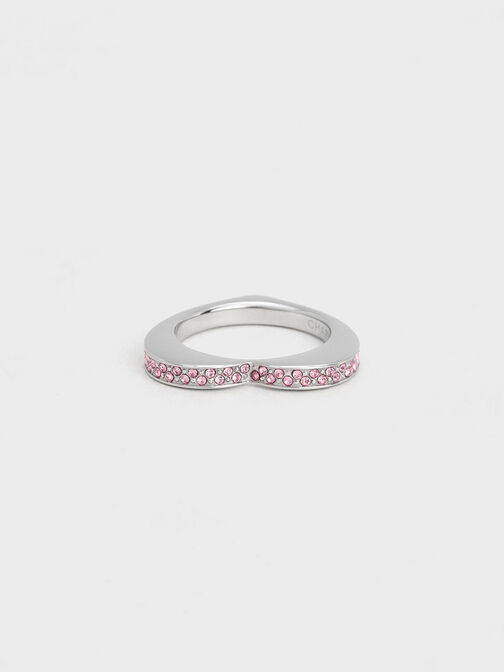 Malorie Crystal Heart Ring, Silver, hi-res