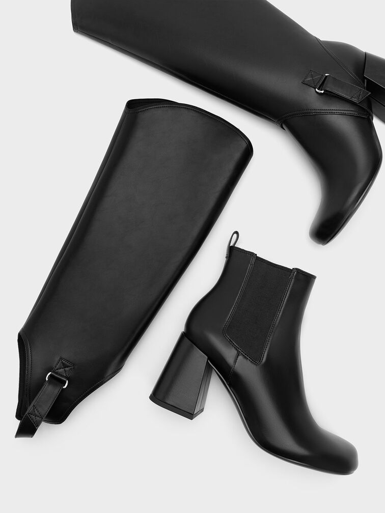 Gigi Block Heel Knee-High Boots, Black, hi-res