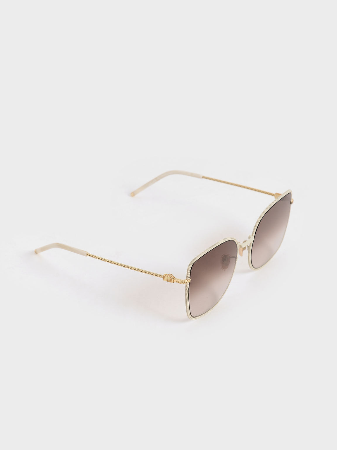 Geometric Butterfly Sunglasses, Cream, hi-res