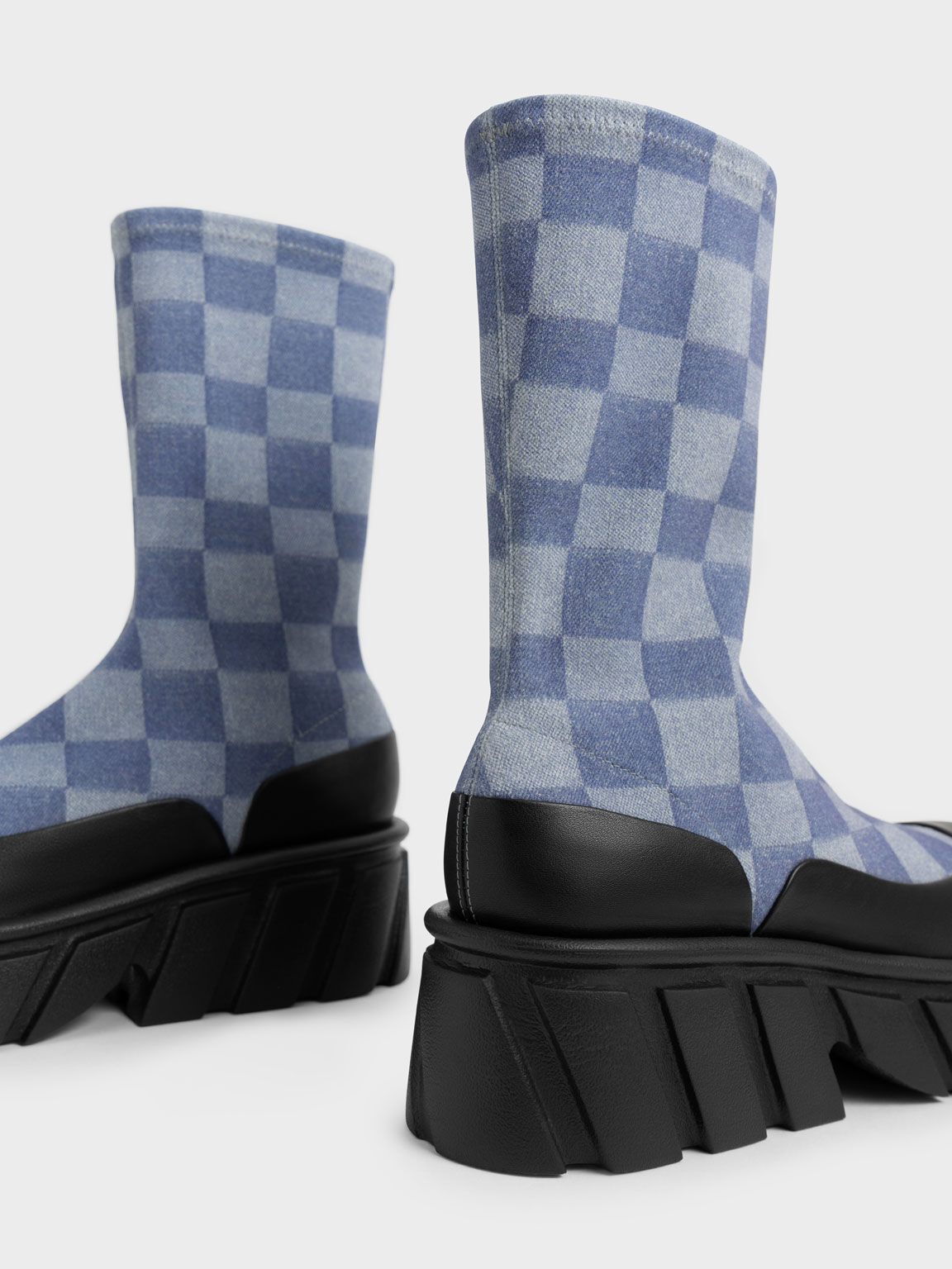 Aberdeen Denim Checkered Platform Boots, Multi, hi-res