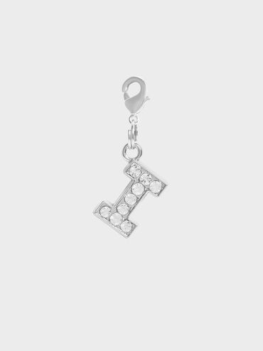 Crystal Embellished Alphabet Charm - I, Silver, hi-res