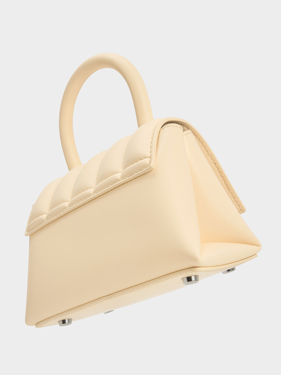 Padded Top Handle Bag, Beige, hi-res
