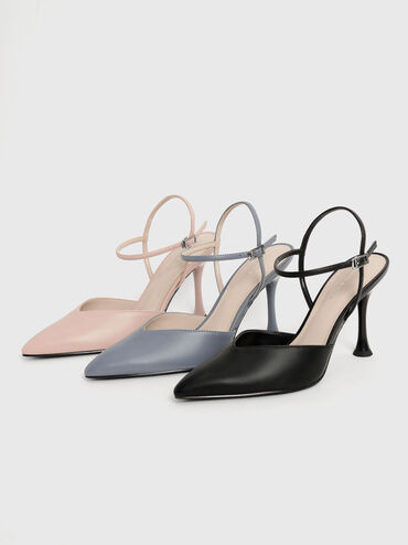 Sculptural Heel Ankle Strap Pumps, Nude, hi-res