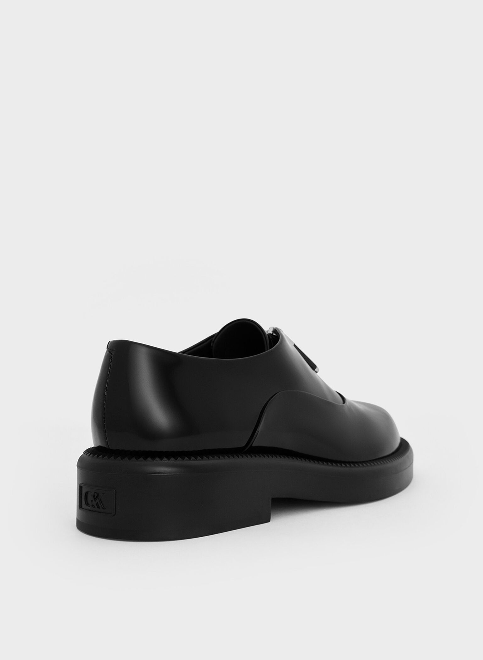 Mocasines Nina de cuero con cremallera, Negro pulido, hi-res