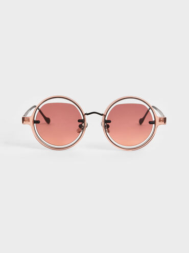 Cut-Out Round Sunglasses, Mauve, hi-res