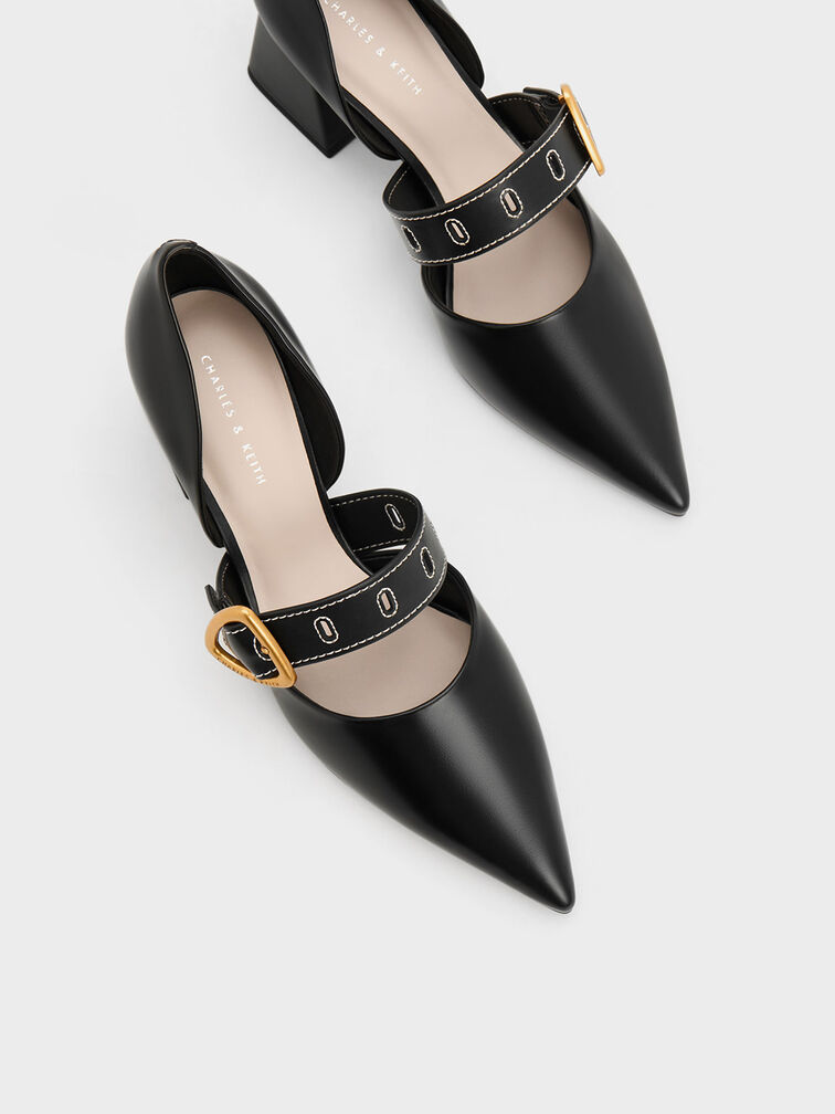 Zapatos D'Orsay Sepphe con tacón trapezoidal, Negro, hi-res