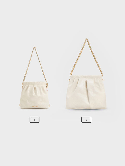 Duo Double Chain Hobo Bag, Cream, hi-res