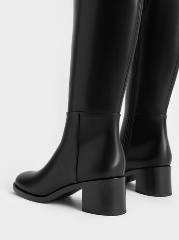 Botas altas Louise con tacón de bloque, Negro, hi-res