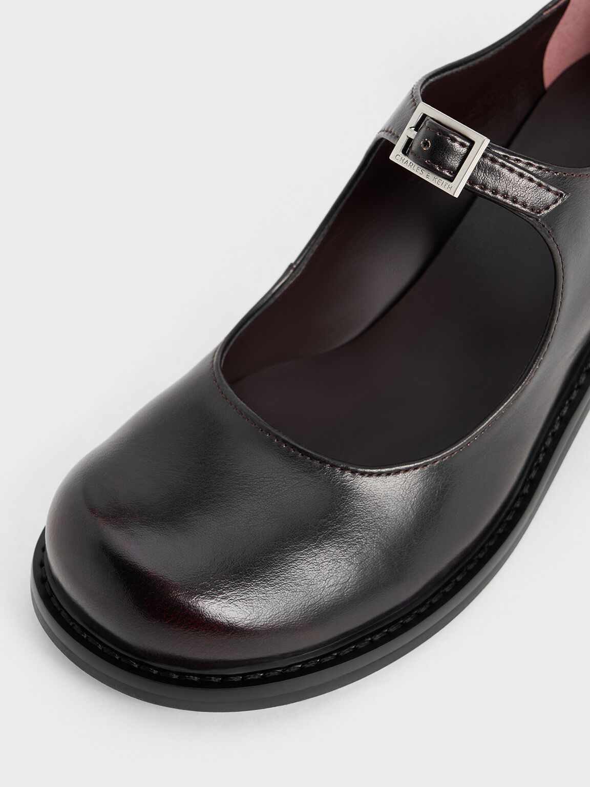 Burgundy Rooney Buckled Block Heel Mary Janes CHARLES KEITH CA