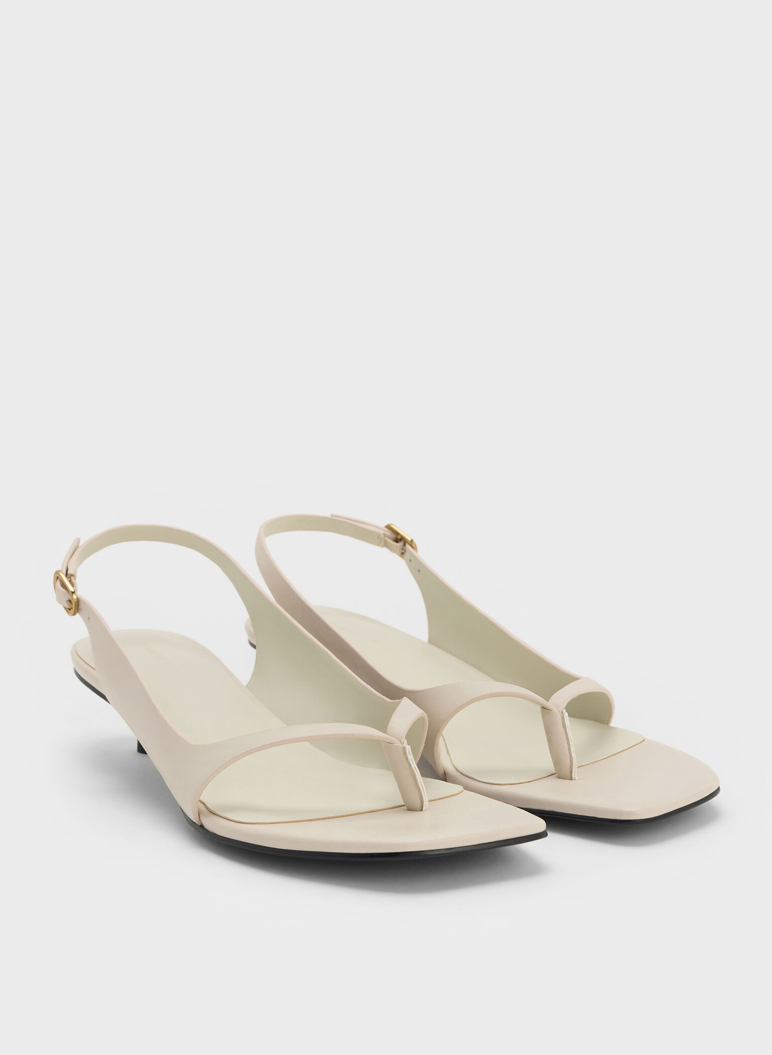 Rayne Square-Toe Kitten-Heel Thong Slingback Sandals, Blanco tiza, hi-res