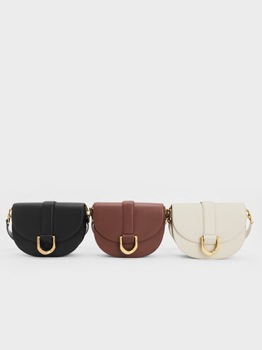 Gabine Leather Saddle Bag​, Brown, hi-res