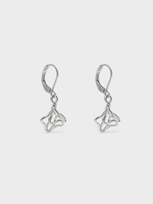 Fernley Flower Drop Earrings, Silver, hi-res