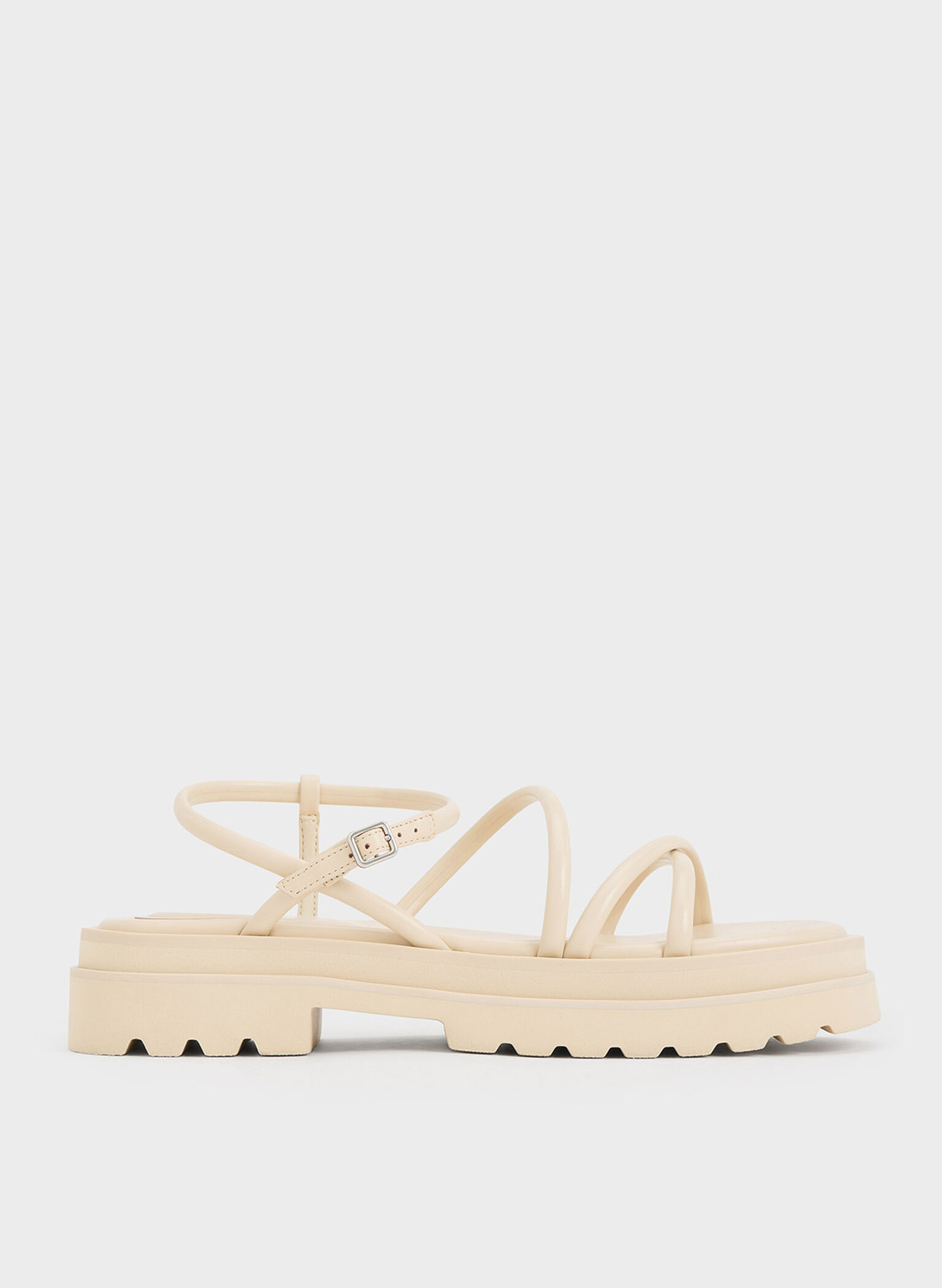 Tubular Strap Sandals, Beige, hi-res