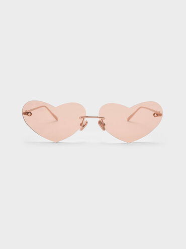 Heart-Shaped Cat-Eye Sunglasses, Pink, hi-res