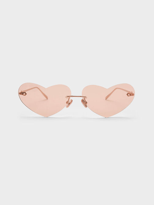 Heart-Shaped Cat-Eye Sunglasses, Pink, hi-res