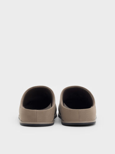 Textured Flatform Mules, Taupe, hi-res