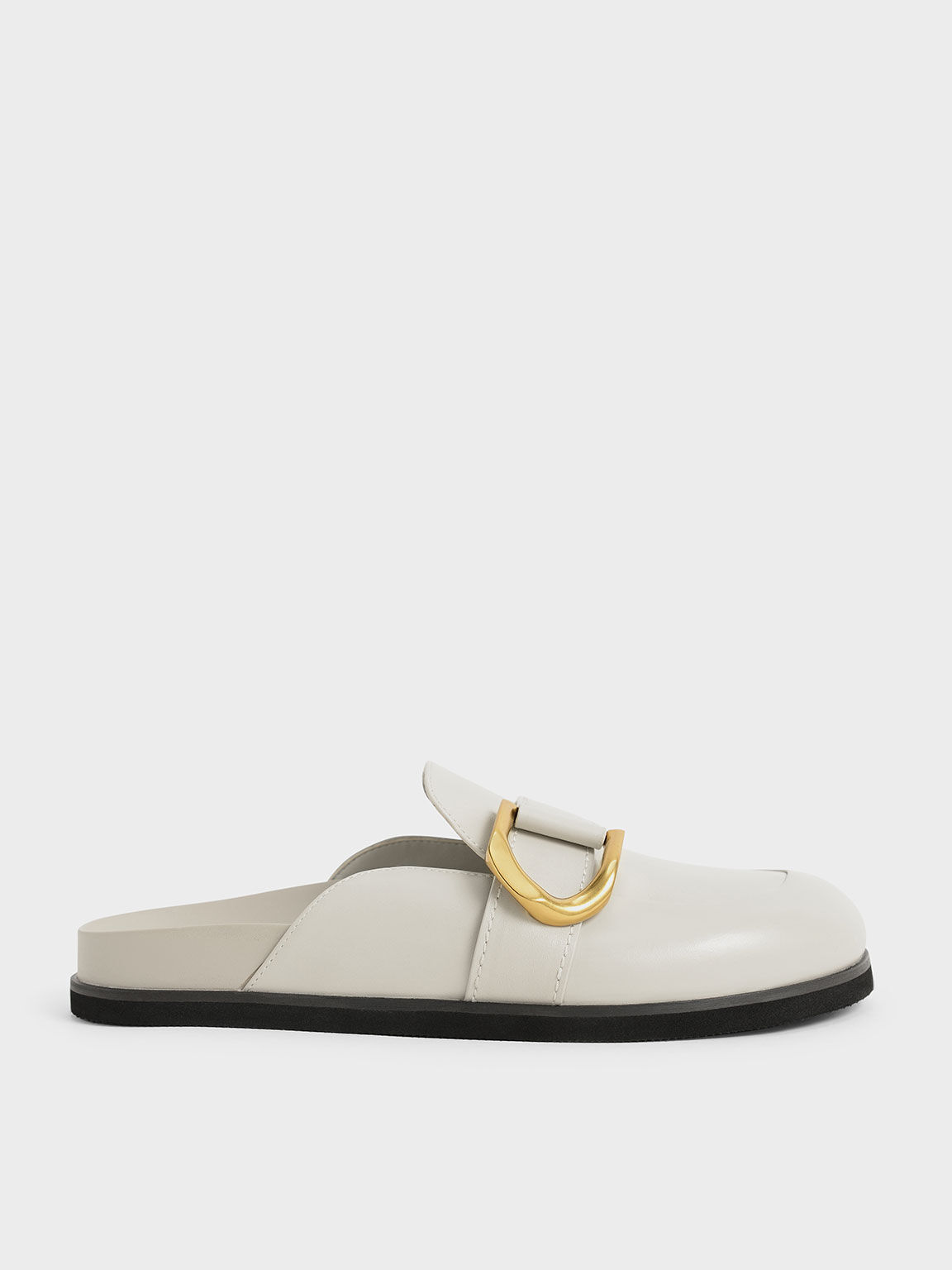 Gabine Buckled Leather Loafer Mules​, Chalk, hi-res