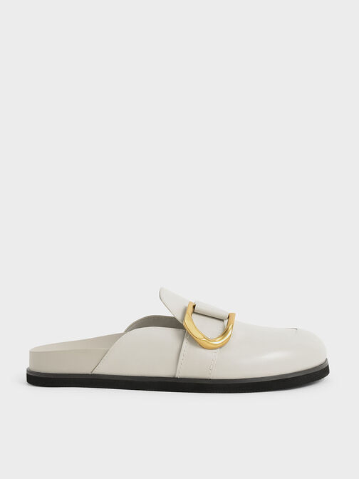 Gabine Buckled Leather Loafer Mules​, Chalk, hi-res