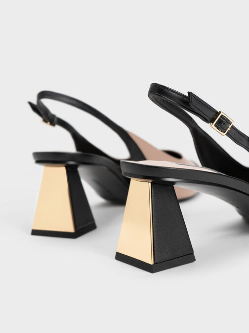 Toe Cap Slingback Pumps, Beige, hi-res