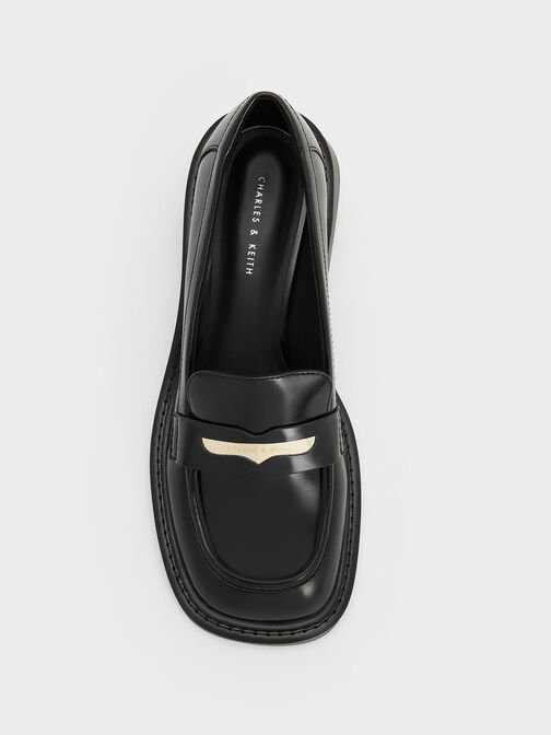 Metallic Penny Tab Loafers, Black Box, hi-res