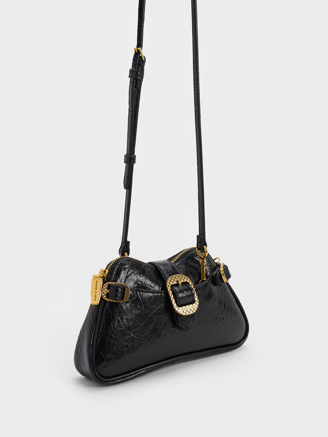 Eilith Chain-Handle Buckled Bag, Black, hi-res