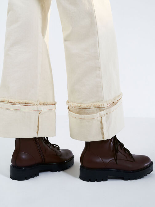 Botines gruesos con cordones, Burgundy, hi-res