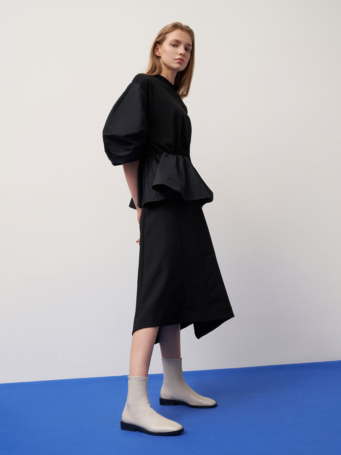 Square Toe Zip-Up Ankle Boots, Blanco tiza, hi-res
