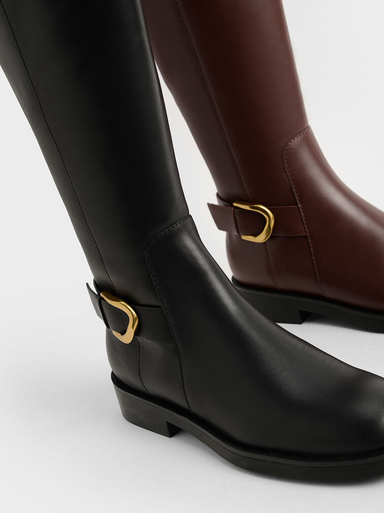 Gabine Leather Knee-High Boots, Black, hi-res