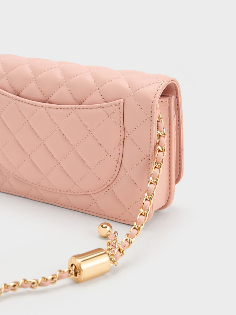 Pink Quilted CHARLES Cressida Push-Lock US & KEITH - Clutch