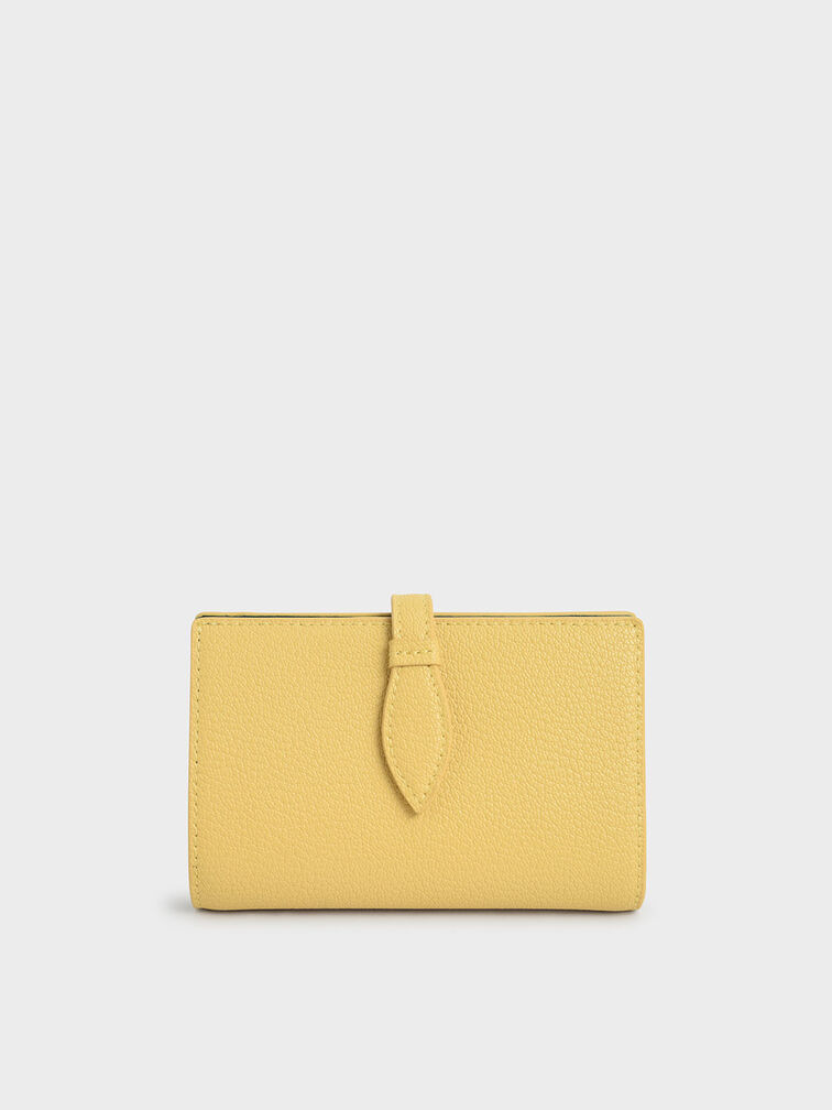 Snap Button Fold Wallet, Yellow, hi-res
