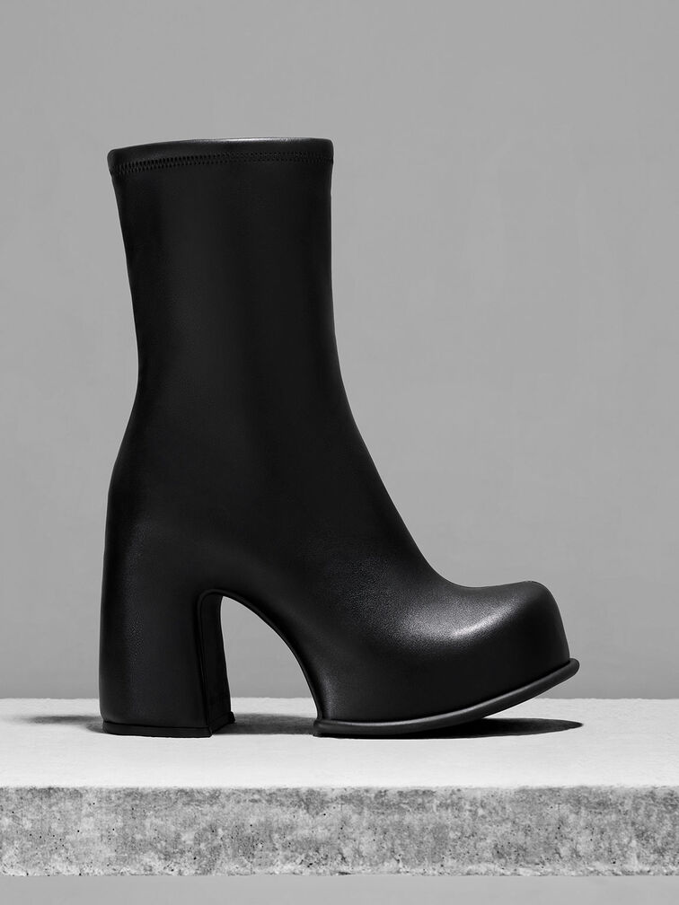 Black Pixie Platform Ankle Boots - CHARLES & KEITH CA