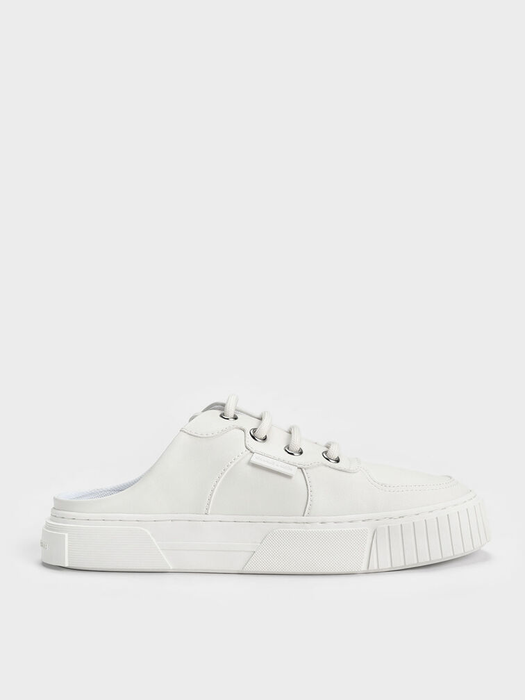 Panelled Slip-On Sneakers, White, hi-res