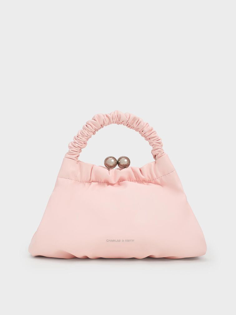 Eve Ruched-Handle Trapeze Bag, Light Pink, hi-res