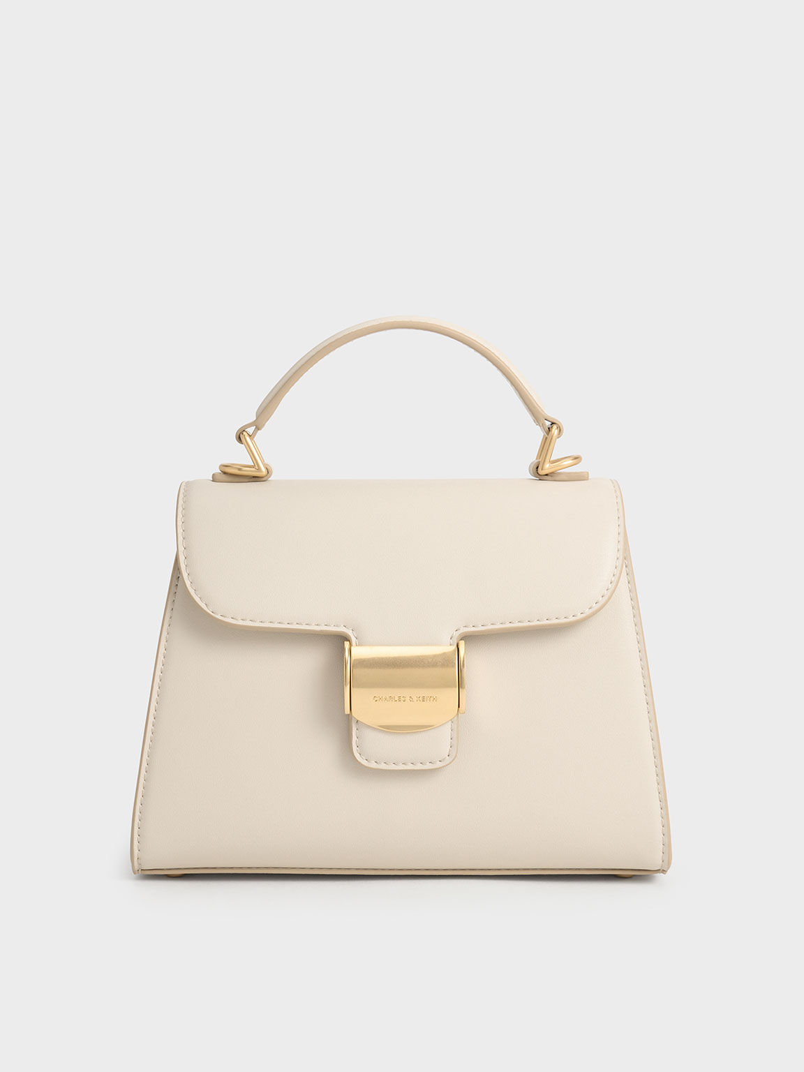 Beige top handle bag discount