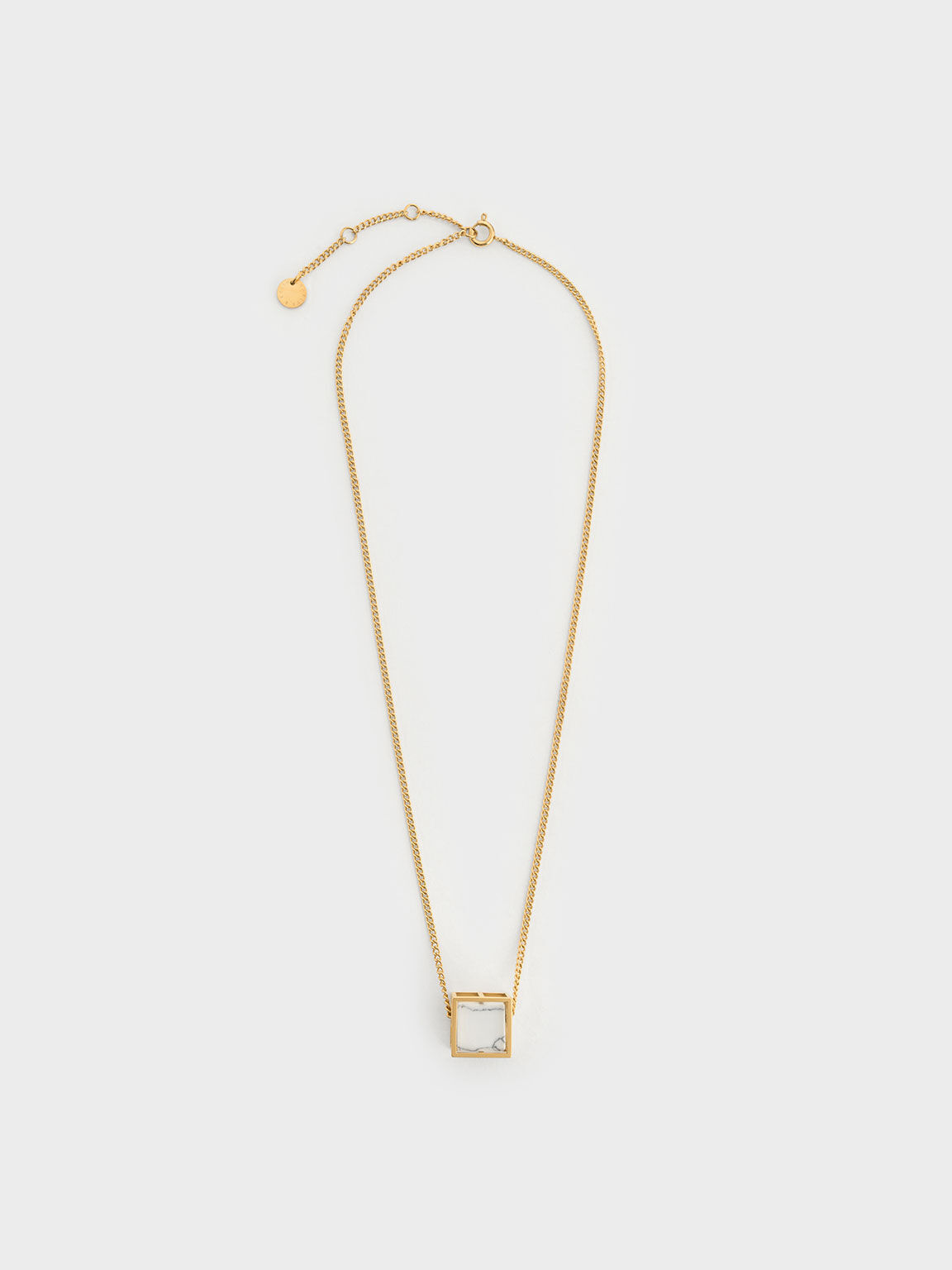 Gold rectangular top pendant necklace