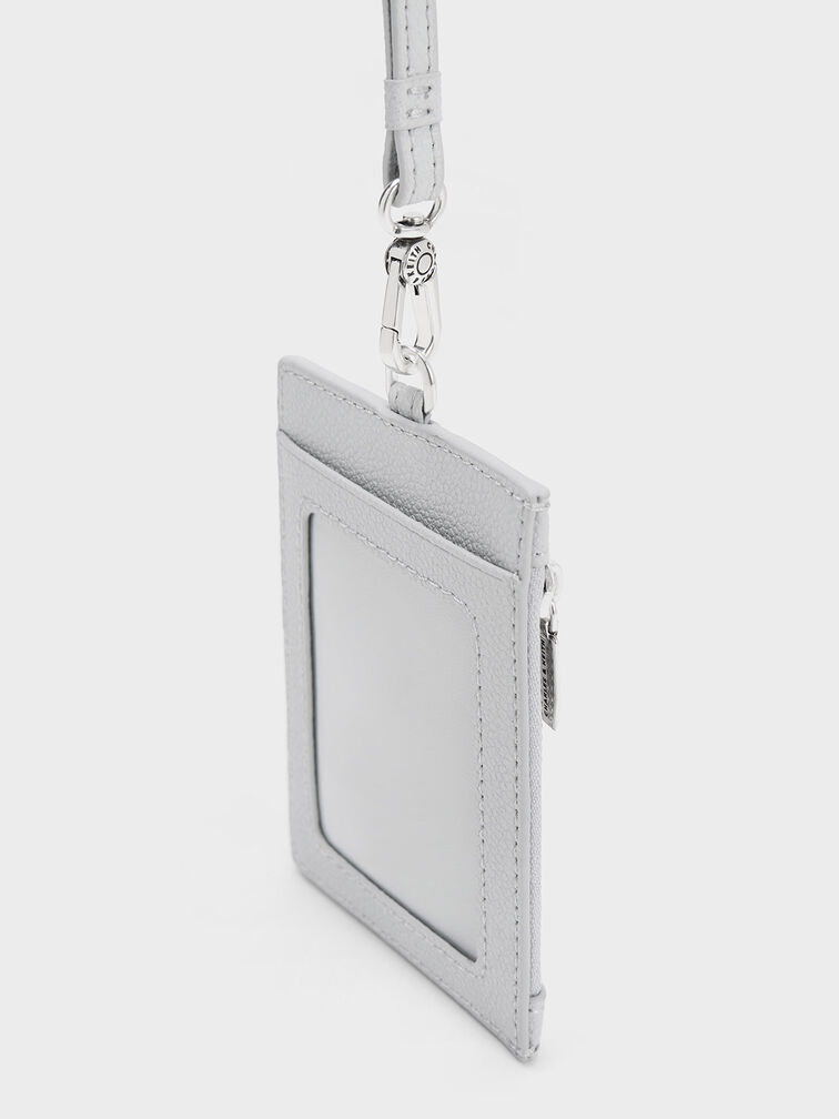 Twilia Side-Zip Card Holder, Light Grey, hi-res