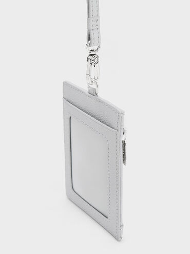 Twilia Side-Zip Card Holder, Light Grey, hi-res