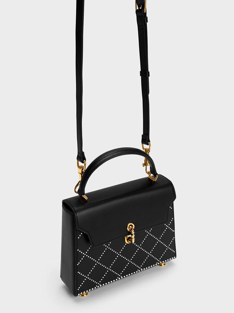 Marietta Bead-Embellished Trapeze Bag, Black, hi-res