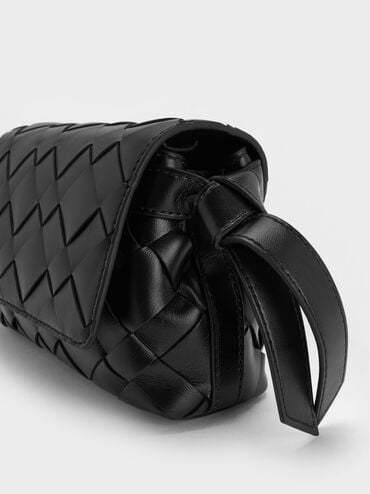 Ivette Woven Crossbody Bag, Noir, hi-res