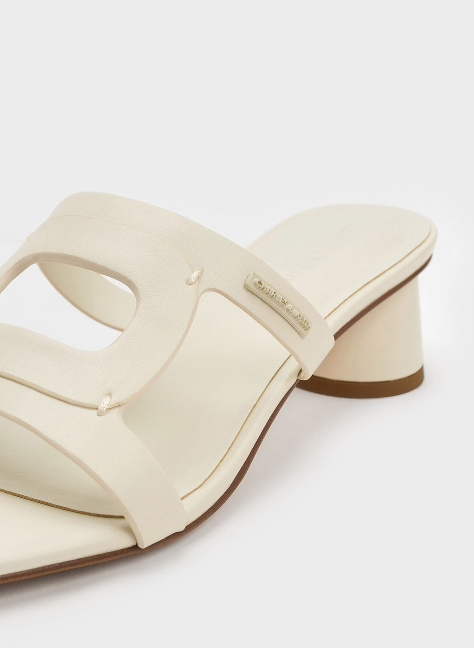 Easley Cut-Out Cylinder-Heel Mules, Chalk, hi-res