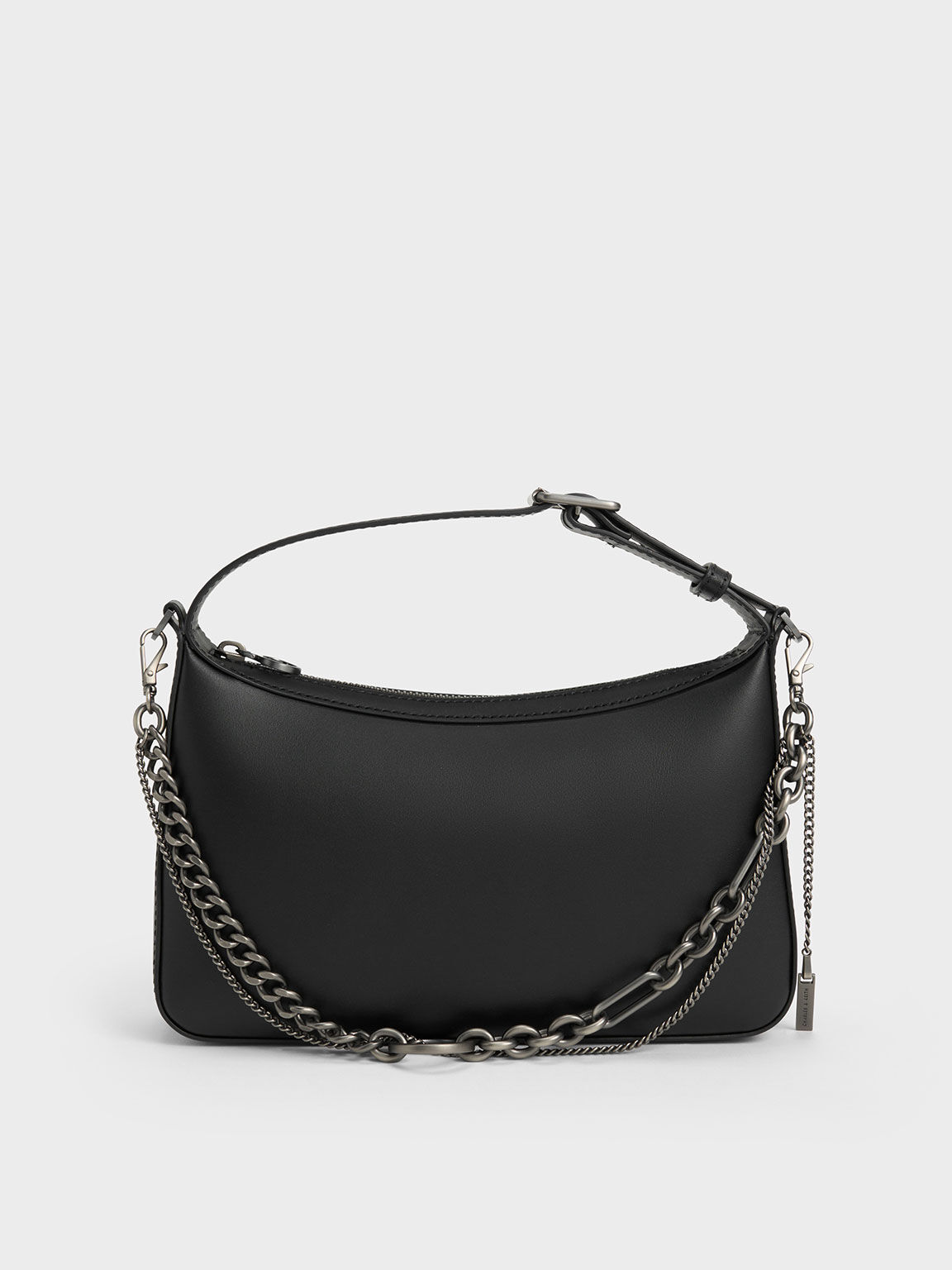 Jules Leather Chain-Embellished Bag, Black, hi-res
