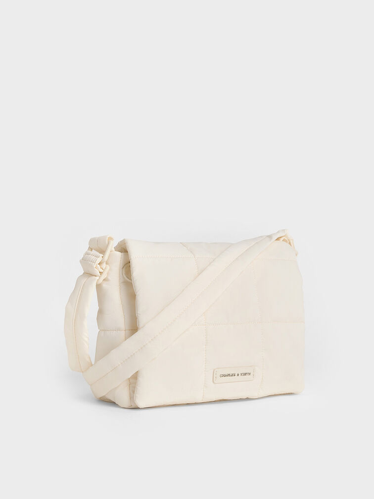 Mini Errya Nylon Quilted Puffy Crossbody Bag, Blanco, hi-res