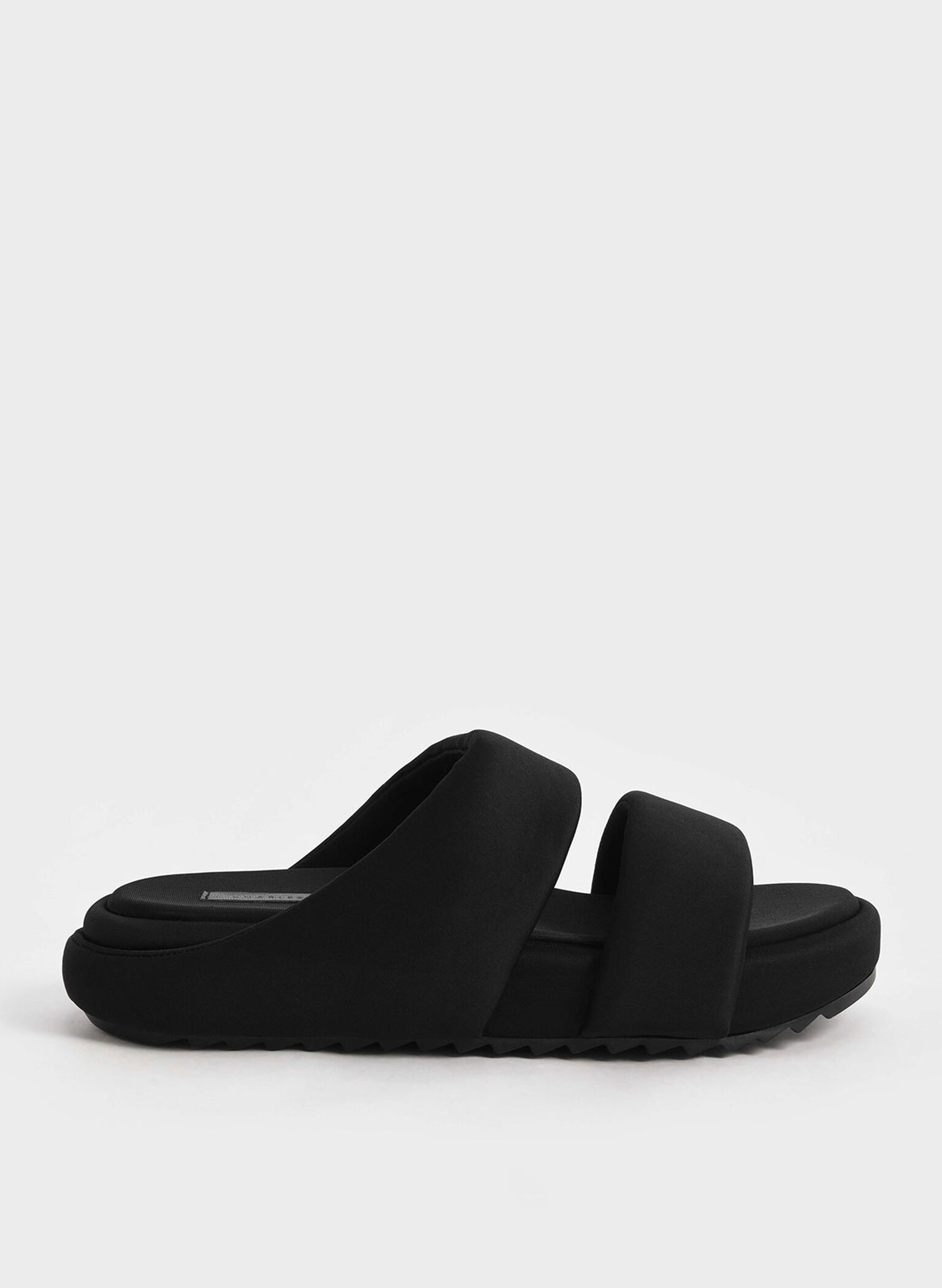 Recycled Polyester Padded Slide Sandals, Black, hi-res