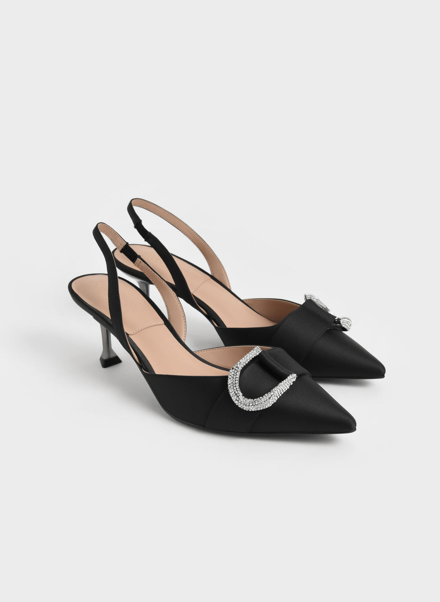 Gabine Gem-Embellished Slingback Pumps, Black, hi-res