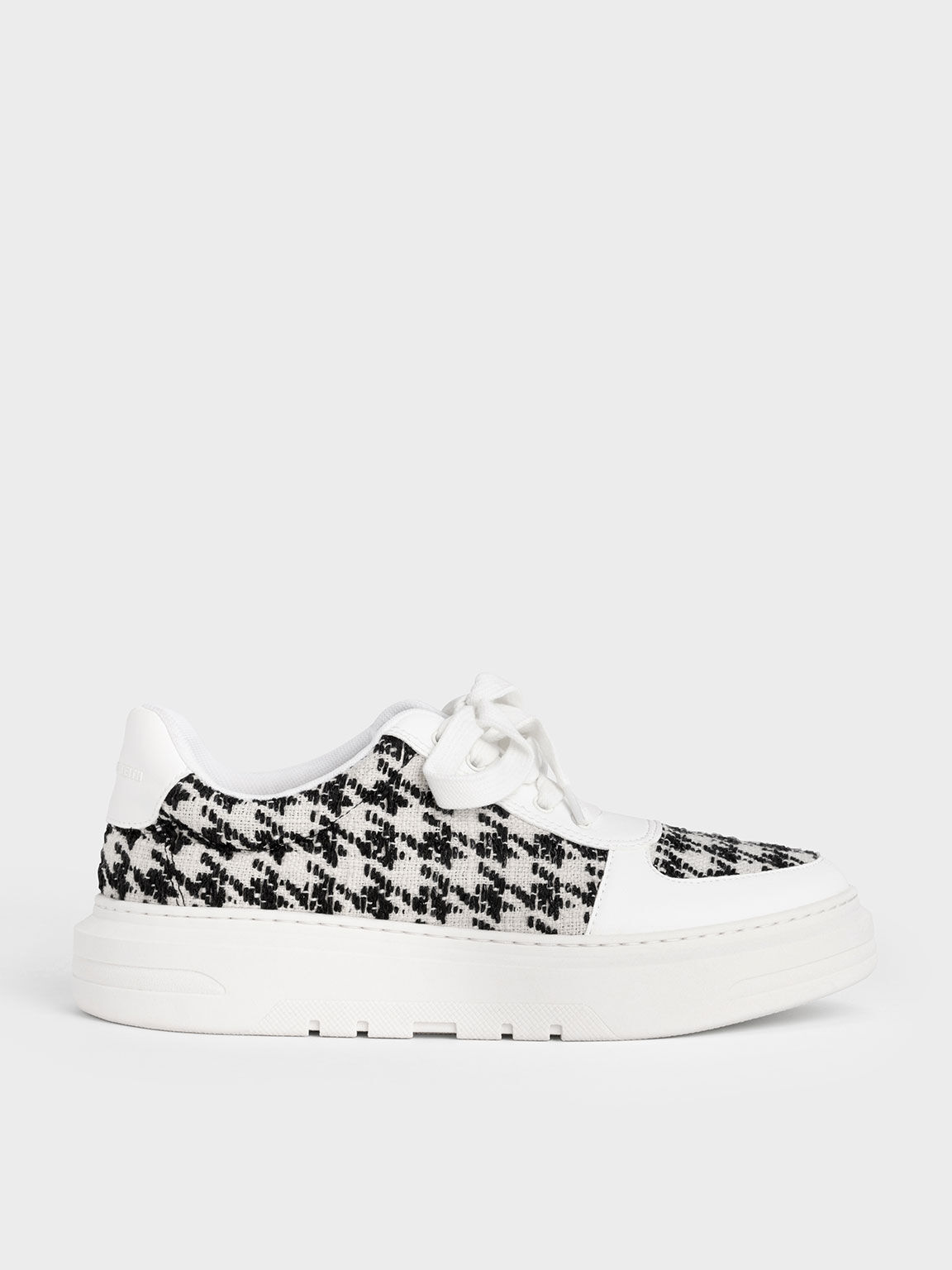 Stevie Houndstooth Print Sneakers, White, hi-res