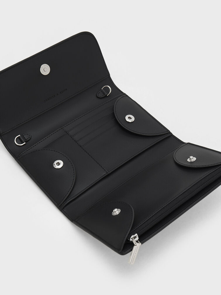 Dark Brown Magnetic Front Flap Long Wallet - CHARLES & KEITH IN